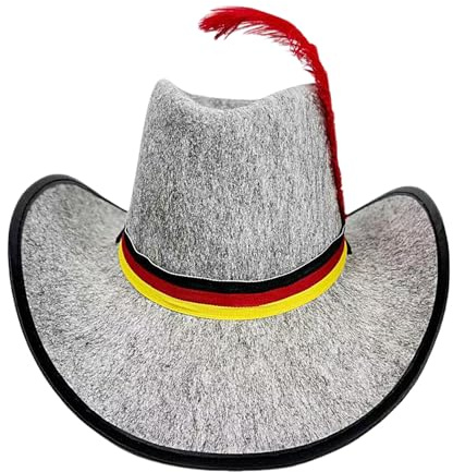 Bkljkf Filzhut für Männer – Western-Karnevalhut – Motiv schwarz rot gelb Oktoberfest Karneval verstellbar für Outdoor-Kostüm Cosplay Event Feiern