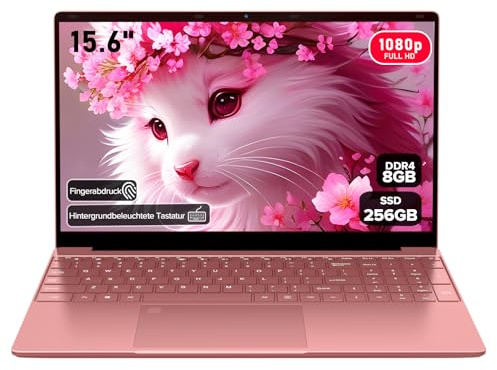 Molegar Ordenador portátil 2026, pantalla IPS FHD de 15,6, Celeron N5100 (Beats N4120/5205U CPU), WiFi5, BT5.0, USB 3.0, teclado iluminado, huella digital para oficina en casa y estudiantes