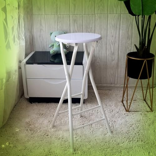 QTWLG Sgabello Pieghevole Rotondo 60cm 70cm Sedie Pieghevoli Portatile Per Cucina Campeggio Casa Sgabello Da Bar Pieghevole Sgabelli Da Campeggio In Legno(White,60cm)