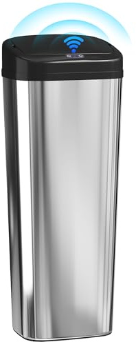 HOMCOM 50L Sensor Bin Automatic Touchless Slim Kitchen Bin Silver Tone | Stainless Steel, Dual-Mode Opening, Fingerprint-Proof, Easy Clean, Battery Operated, Home Office, Bedroom, Bathroom