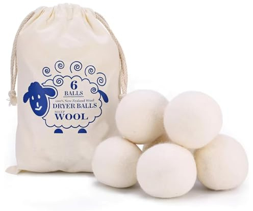Shuielai 6pc Wool Dryer Balls, Dryer Balls for Laundry, Reusable Wool Dryer Balls