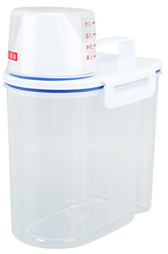 HUSHUI Contenitore per la Conservazione del Riso, Contenitore Ermetico, con Misurino, per, 5 Litri, in PP Trasparente per Uso Alimentare (1,5 kg bianco)