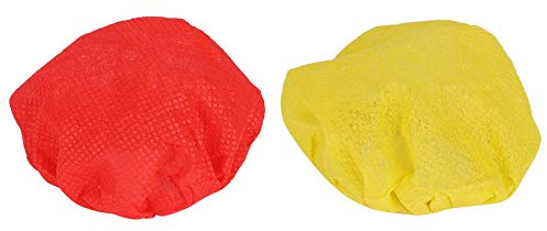 HELEVIA 100 St Disponibelt Nonwoven Mikrofonskydd, med Elastiska Band för KTV Scenintervjuinspelning (Röd och gul)