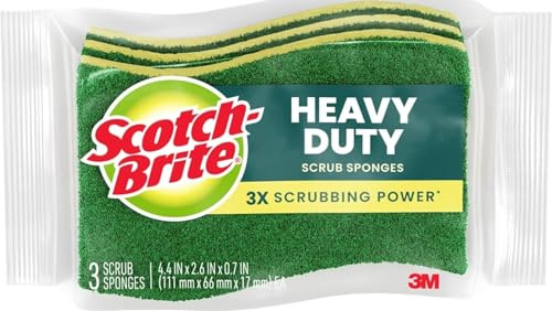 Scotch-Brite Spugna abrasiva resistente, 24 spugne da cucina progettate per sporcare in cucina che durano 3 volte più a lungo*, ideali per padelle in ghisa e griglie esterne, flessibili, durevoli e