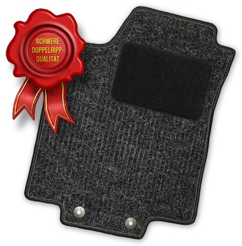 Bär-AfC Auto Fußmatten Doppelrippe passend für Mitsubishi Lancer CSO 2003-2008, Autoteppiche Nadelvlies Anthrazit, Rand Kettelung Anthrazit, Set 4-teilig, MI02377