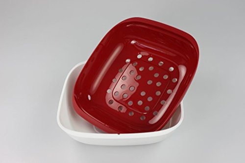 TUPPERWARE Allegra Servierschale 1,33 L rot weiß mit Sieb Auffangschale