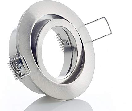 10er Sparset Einbaustrahler Einbaurahmen Silber gebürstet Einbauspots schwenkbar in Edelstahl-gebürstet geeignet für LEDs und Halogen Lampen GU10 oder MR16/GU5.3