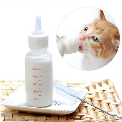 Yosoo 50Ml Newborn Pet Small Dog Puppy Cat Kitten Kitty Rabbit Milk Nursing Care Pup Milk Feeding Bottle Nipple Brush Set Milk Feeder (1 Pcs)