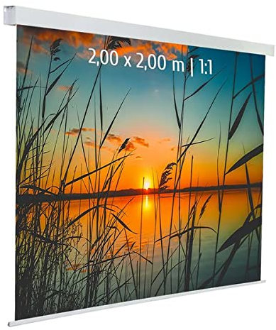 Ecran de Projection motorisé 2,00 x 2,00m - Format 1:1 - Toile Blanche