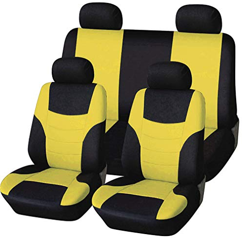 Housse de Siège Auto Universelle Coussins Protecteur voiture, Couvre siège, Amovible et Lavable, Jaune