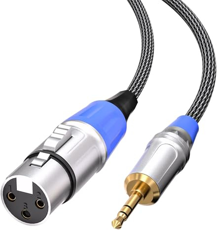Tisino XLR to 3.5mm Microphone Cable - 1 feet Unblanced XLR Female to 1/8 inch Mic Cord for Camcorders, DSLR Cameras, Computer Recording Device and More