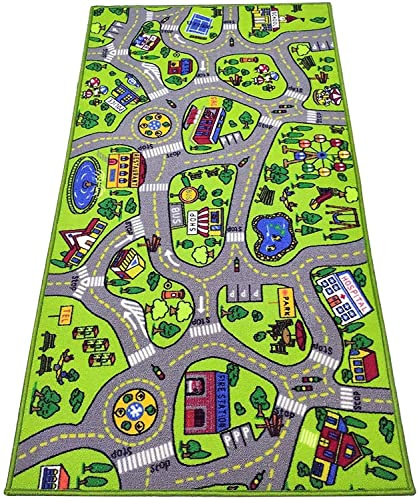ToyVelt Carpet Playmat Kids Rug - Medium 43” x 26” Educational City Road Traffic Mat for Kids Ages 3–12 - Preschool Rug & Play Room Carpet with Skid-Proof Backing - Bedroom & Playroom