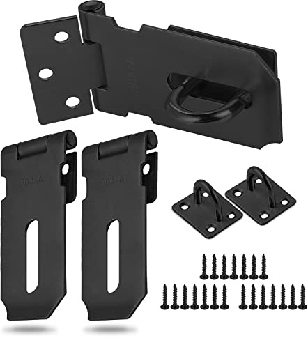 3 Piezas Cerrojo de Candado con Tornillos,Pestillo Puerta Acero Inoxidable para Garaje Armario Jardin Cuarto de Herramientas (Negro (Tamaño Pequeño))