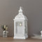 TRIROCKS Lanterne Métallique de Style Rustique 32 cm Haut, Porte-Bougie Suspendu Décoratif avec Verre Clair pour Salon, Jardin, Patio, Soirées, Intérieur/Extérieur (Crème)