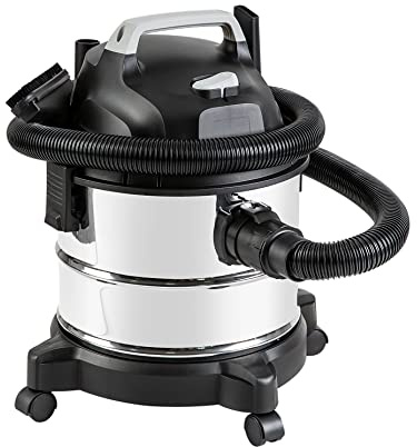Amazon Basics Wet Dry Shop Vacuum Cleaner, 4 Gallon, 3 HP Stainless Steel, Grey/Black