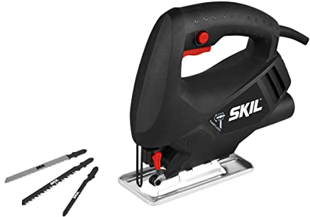 SKIL 4190 AA Stichsäge (400 W Motor, Schnitttiefe von 65 mm, mit 3 Sägeblättern für Holz geliefert, für gerade und kurvenförmige Schnitte) F0154190AA