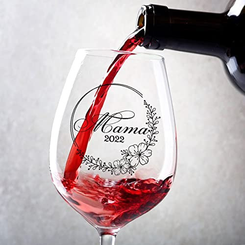 Juego de 2 copas de vino tinto promocionadas a mamá, copas de vino tinto personalizadas para despedida de soltera, esposa, mamá o novia, copas de 17 onzas