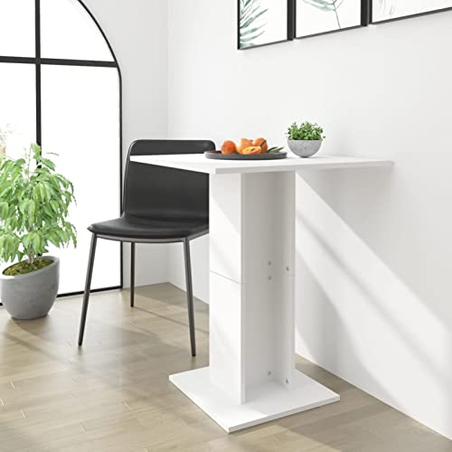 LAPOOH Mesa de bistró, Mesa Alta Bar, Mesa Cocina Alta, Mesa Auxiliar, Mesa De Bar, de Madera contrachapada Blanco 60x60x75 cm