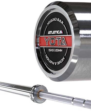 ATLETICA Langhantel | Yota | Ideal für Athletinnen | Hantelstange speziell für Athletinnen | 15 kg Eigengewicht | 25 mm Schaft für kleinere Hände | IPF & IWF Markierungen | Bis 500 kg Belastung