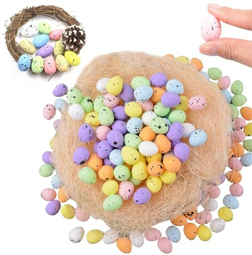 TECHEEL Uova di Pasqua in schiuma, 200 pezzi, decorazioni per uova di polistirolo, decorazioni decorative screziate, per il fai da te, Pasqua, feste, decorazione per la casa, 1,8 cm