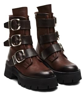 Steve Madden kvinnors Roland motorcykelstövel, Brunt läder, 37 EU