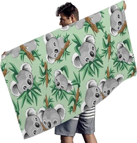okoikfc 3D Strandtuch 150x200 cm Koala Badetuch Groß Koala Microfaser Handtücher Weich Schnell Trocknen Strandhandtuch Herren Frauen Badetücher, Strandtücher Strandlaken Handtuch A1175