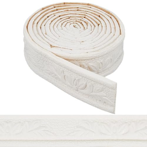 CRASPIRE Frise de Papier Peint Autocollante de 90 x 1.5,3 cm, Moulure à Décoller et à Coller, Garniture en Mousse Flexible, Autocollants pour Plinthes Blanches, Bordure Murale Décorative {2}D, Bordure