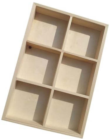 OFFSCH Caja De Almacenamiento De Madera Con 6 Rejillas - Bandeja De Clasificación Y Organizador Con Compartimentos