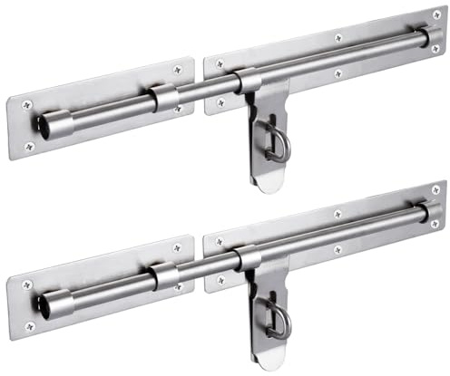ASelected 2 Pcs Gate Bolt Lock 14 in(355Mm) Heavy Duty Door Lock Stainless Stee Gate Bolts for Garden Gate Stables Wooden Gates(Silver) | Heavy Duty Door Lock, Stainless Steel, For Garden Gate Stables Wooden Gates