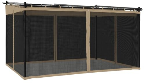 vidaXL Gazebo con Pareti in Rete Tortora 4x3 m in Acciaio, Gazebo da Esterno, Padiglione, pergola, Gazebo da Patio, Padiglione da Giardino