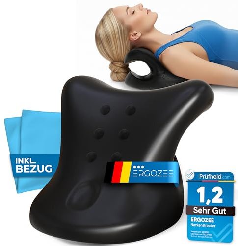 ERGOZEE Nackenstrecker orthopädisch Nacken & Schultern [inkl. Überzug] im Set | Ergonomisch, Premium Qualität, Beschwerdelos | Nackenwolke Nackenretter gegen Nacken-Buckel Nackenschmerzen UVM.