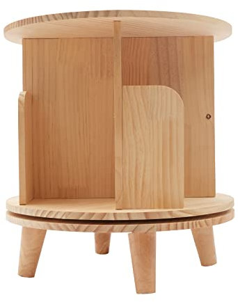 Owneed Drehbares Bücherregal, Standregal, 360 Grad, Lagerregal für Kinder und Erwachsene, multifunktionales Bücherregal Massivholz 1 böden