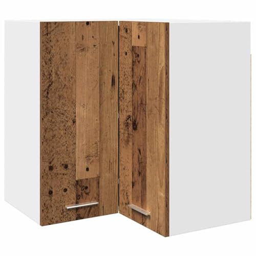 HEFZGDB Eck-Hängeschrank Altholz-Optik 57x57x60 cm Holzwerkstoff Büroschrank Küchenschrank Buffetschrank Küchenschränke für Wohnbereich Speisesaal Badezimmer Küche
