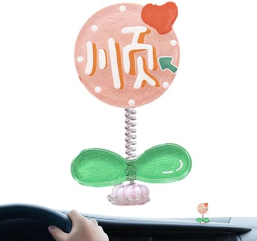 Ornamento de coche de flor de cabeza temblorosa, Ornamento del coche de la cabeza asintiendo con la cabeza,Productos para el hogar | Decoraciones para la cabeza de primavera, espejos interiores de