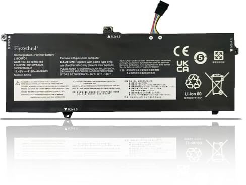 FlyZythrol L18M6PD1 Laptop Battery Compatible With Lenovo ThinkPad X390 X395 X13 gen 1 Series 02DL018 02DL019 02DL020 L18M6PD2 L18C6PD1 L18D6PD1 SB10K97655 SB10K97657 SB10K97658 11.46V 48Wh
