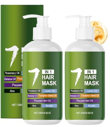 Tiefenwirksame Feuchtigkeitsmaske für trockenes und strapaziertes Haar, mit Keratin und 6 natürlichen Ölen zur Pflege und Glätte, reduziert Frizz und Spliss, macht das Haar weich und leicht (2)