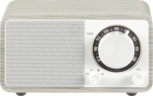 SANGEAN WR-7 Plus (2.ª generación) – Radio retro compacto con altavoz Bluetooth, recepción FM, batería integrada, diseño portátil y carcasa de madera auténtica, roble Moonlight