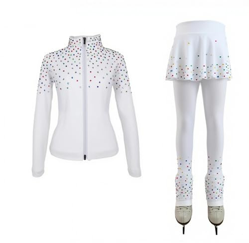 LIUHUO Eiskunstlauf-Trainingshose, Jacken, Mädchen, Damen, Fleece, glänzend, bunt, Diamanten, bequem, warm, Trainingsanzug