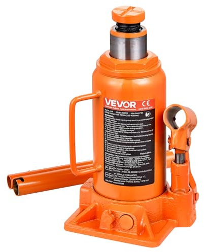 VEVOR Hydraulic Bottle Jack, 12 Ton (26455.5 lbs) Capacity, 8.1-15.7 Inch Lifting Range, Heavy Duty Welded Bottle Jack for Car, SUV, Pickup, Auto Repair, House Lift and Agricultural Equipment, Orange