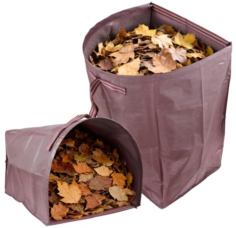 Garden Waste Bag 200L x 2 Packs Heavy Duty Dustpan Type Garden Bag Leaf Collector Reusable Sacks with Handles Ideal for Collecting Leaves, Grass and Waste