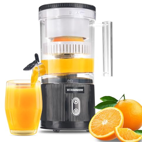 VITASUNHOW Spremiagrumi ricaricabile tramite USB, spremiagrumi automatico senza fili, 400 ml, senza BPA, portatile, con motore da 13.000 giri/min, lavabile in lavastoviglie, per casa, viaggi