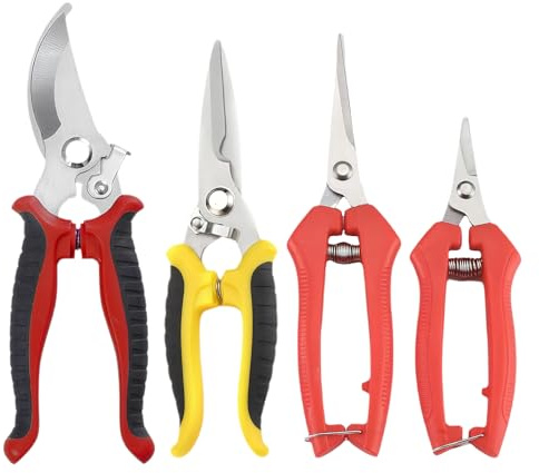 4 Pack Garden Pruning Shears,Stainless Steel Set Clippers Tools,Gardening Shears, Scissors, Clippers, for Plants, Tree Branches, Fruit Picking