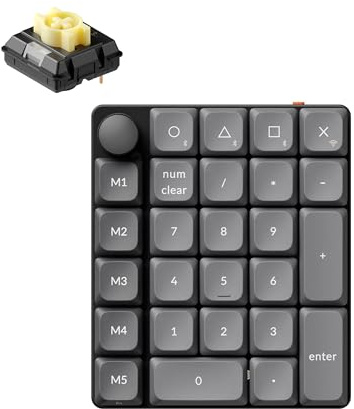 Keychron K0 MAX Teclado Numérico Inalámbrico Low-Profile, 27 Teclas, 1000Hz Polling Rate, Numpad Programable, 2,4 GHz/Bluetooth 5.3 / USB-C, Knob, Intercambiable en Caliente, Interruptor Banana