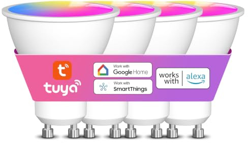 HYDONG GU10 LED Lampe 5W WLAN Smart Glühbirne 540 LM Farbwechsel Birne | kompatibel mit Alexa und Google Assistant, Dimmbare per App und Sprachsteuerung, 2700K~6000K, Timer, Musiksync, 4 Stück