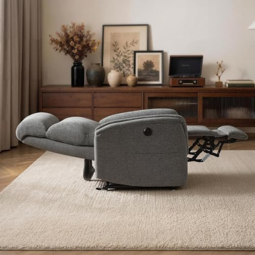 ELEGUE 2 Motoren Fernsehsessel/Relaxsessel - mit Elektrisch Aufstehhilfe; mit Schlaffunktion & Liegefunktion bis 180°, Zwei-Motoren, USB & TYP-C Anschlüsse 8006 (Dunkelgrau, mittel)