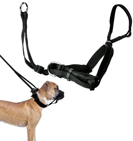 Sporn Head Halter for Dogs, No Pull Dog Harness, Durable Nylon Training Collar for Large Breeds, No Choke Design, Padded Restraints, Adjustable Fit, Easy On/Off, Black, Large