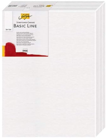 KREUL 633040 - Solo Goya Stretched Canvas Basic Line Keilrahmen 30 x 40 cm, 3er Set, mit Leinwand aus Baumwolle 4 fach grundiert, ideal für Öl, Acryl-und Gouachefarben
