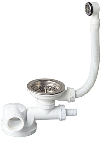 Vidage Wirquin -30718721- pour évier 1 bac (grès, synthèse ou inox) avec prise machine à laver, tourelle orientable.