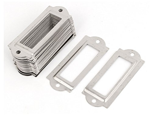 sourcing map Datei Schublade 59 mm x 23 mm Label Tag Name Card Halter Silber Ton 30 Stück de