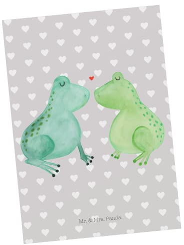 Mr. & Mrs. Panda Ansichtskarte Frosch Liebe - Geschenk, Postkarten, Postkarte, bildkarte, Frösche, Grußkarte, Hochzeitstag, Küssen, Ansichtskarten, Freundin